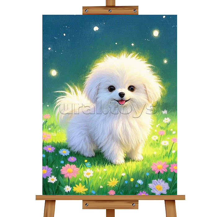 Картина по номерам "Щенок мальтезе" 30*20 см.