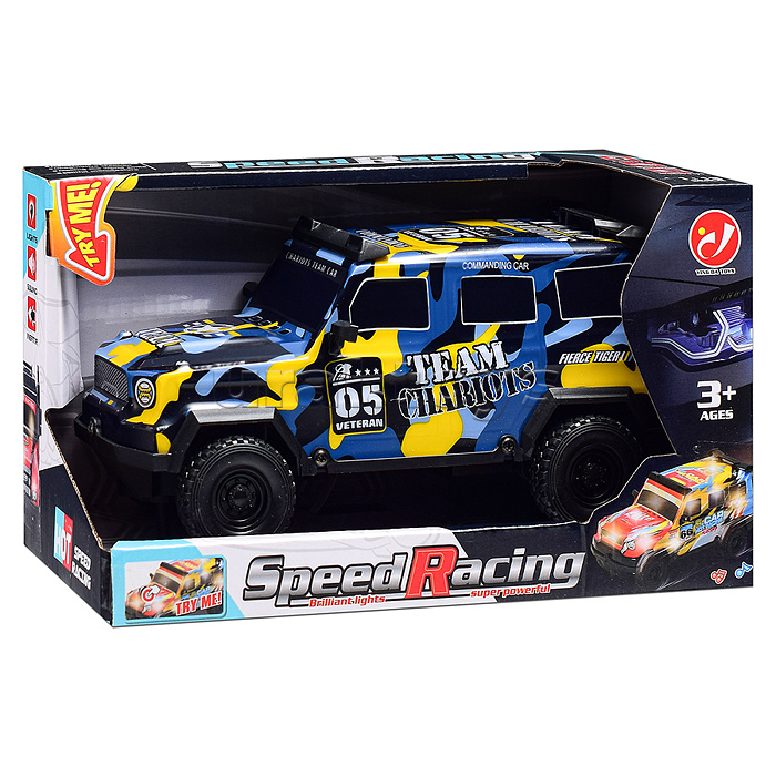 Машина "Яркая скорость" 1:18, свет, звук, в коробке