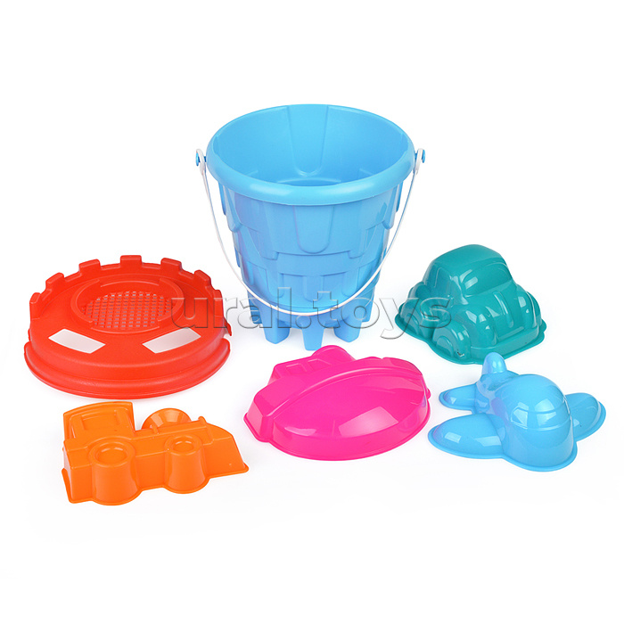 Набор песочный №8 (ведро+фомочки транспорт 4 шт.)