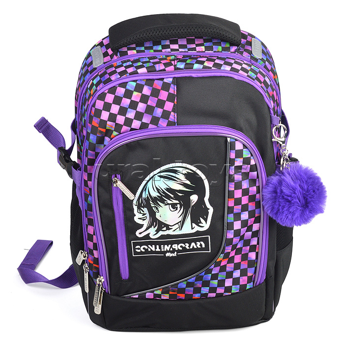 Рюкзак "Ergo. Contemporary Mind" школьный 39x28x20 см (18 л) 850 г, текстильный, 2 отделения на молнии, одно с уплотненным отделением для ноутбука до 15 дюймов и книг и карманом для учебников, второе с органайзером и карабином для ключей, передний карман 