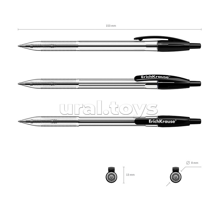 Ручка шариковая автоматическая ErichKrause® R-301 Matic 1.0, цвет чернил черный (в коробке по 50 шт.)