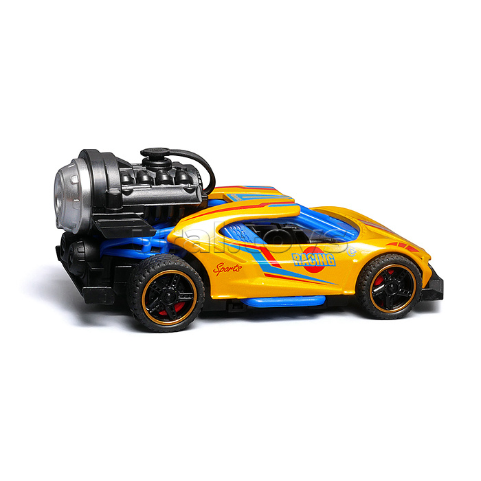 Гоночная машинка свет, звук с имитацией дыма, 1:32, Speed Racing, желтая