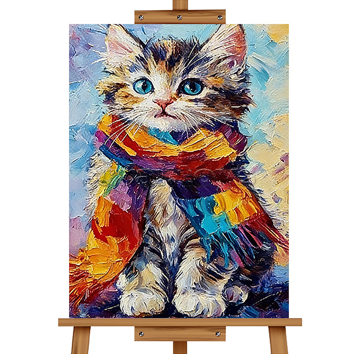 Картина по номерам "Котёнок в шарфе" 30х20 см.