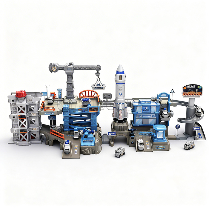 Трек  "Космическая станция" (свет, звук, 4 машины металл) в коробке