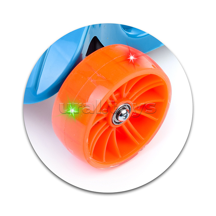 Самокат 3-х кол., голубой, PU, ABEC 7, в коробке