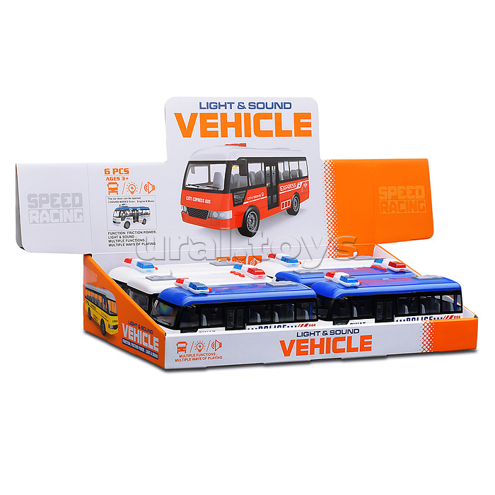 Машина "Полицейский автобус" на батарейках, в коробке