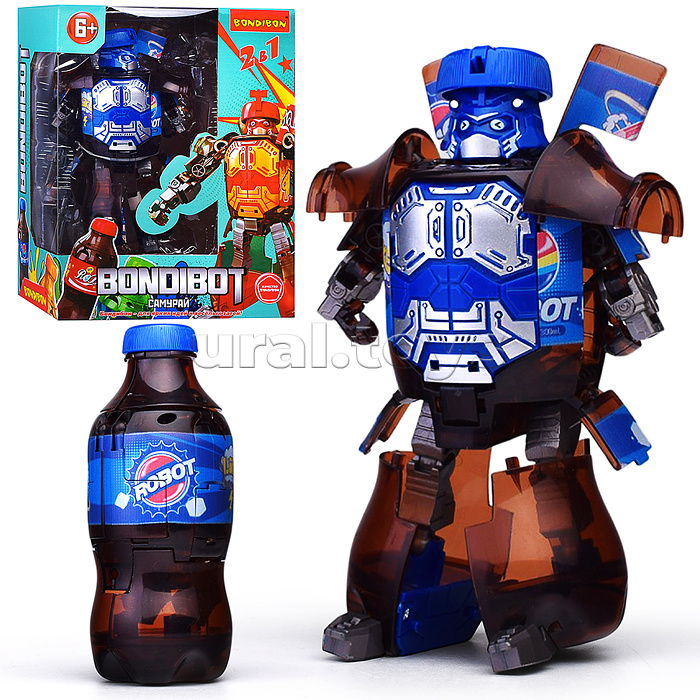 Трансформер "Бутылка-робот" 2в1, Самурай, ВОХ, цвет синий