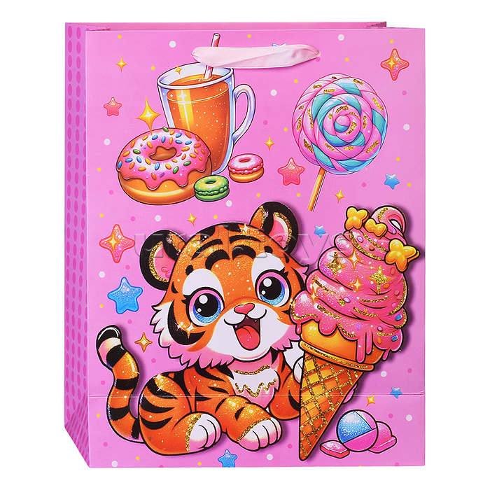 Пакет подарочный "Вкусное день рождения" 26*32*10,5 см.