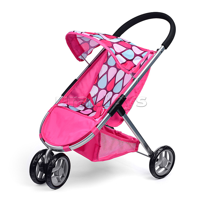 Коляска для кукол металлическая, складная, 3-х колесная, с козырьком, в пакете