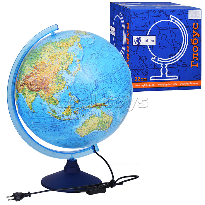 Глобус Земли физико-политический 320мм с подсветкой Классик Евро