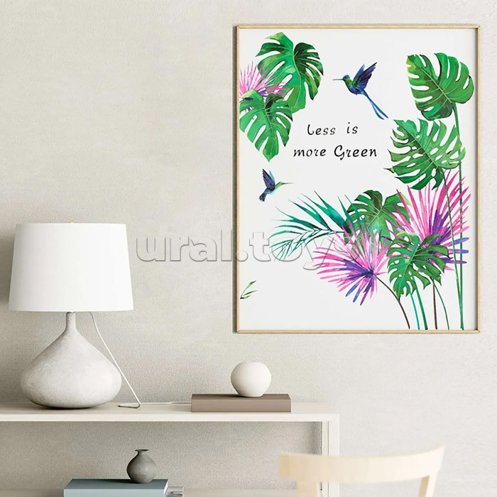 Интерьерная наклейка "Tropical leaves" 60x90 см, ПВХ, в пластиковом пакете с блистерным подвесом