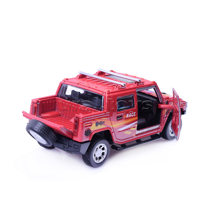 Машина металл Hummer H2 Pickup Спорт, 12 см, (двер, багаж, красный) инерц, в коробке Машина металл Hummer H2 Pickup Спорт, 12 см, (двер, багаж, красный) инерц, в коробке