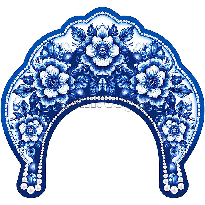 Кокошник "Синий орнамент"