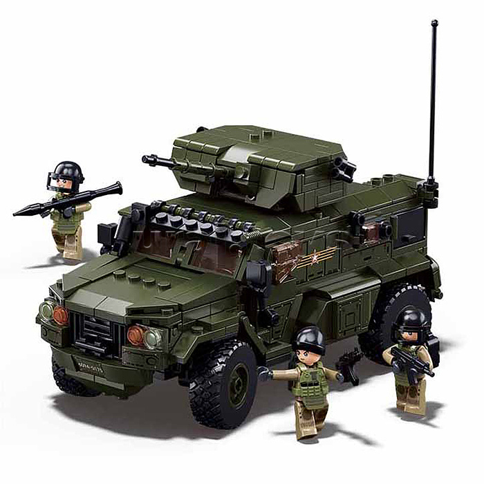 Конструктор "Военный автомобиль с фигурками военных" (519 дет.) в коробке