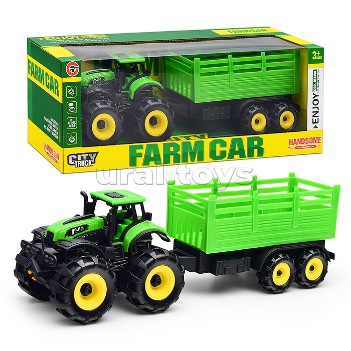Трактор "Фермерский" с прицепом, в коробке