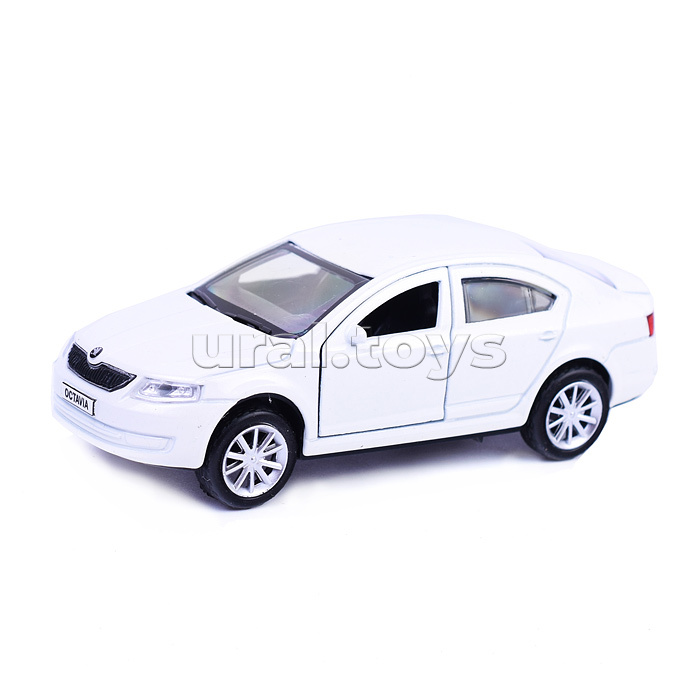 Машина металл Skoda Octavia 12 см, (двери, багаж, белый) инерц., в  коробке