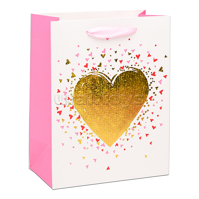 Пакет подарочный "Золотое сердце" 23х18х10 см