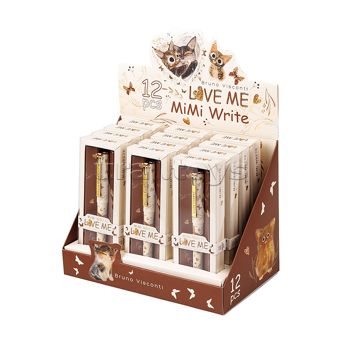 Ручка MimiIwrte "Love me. Милый котик" шариковая, 0,5 мм, синяя, в подарочной упаковке