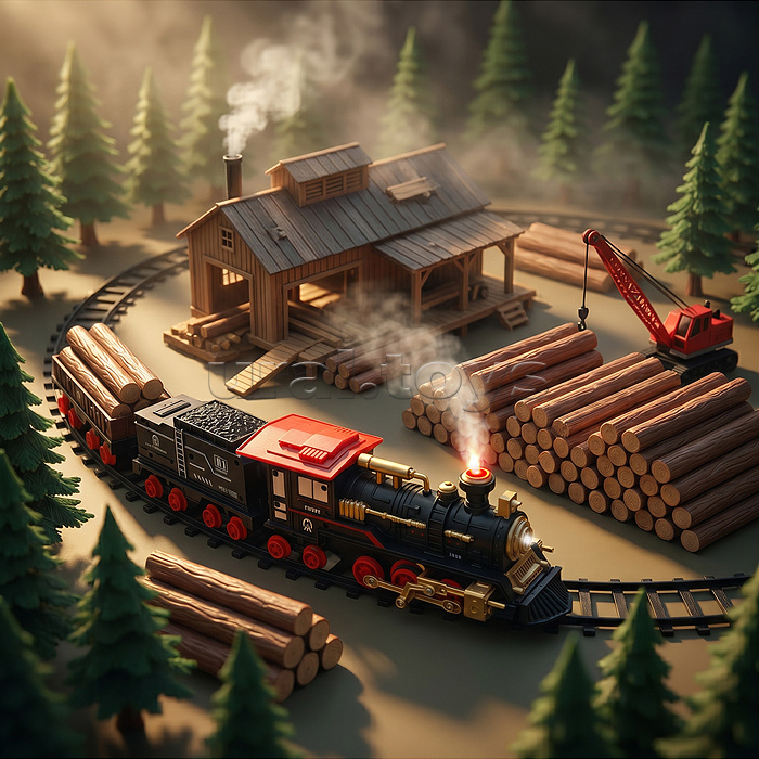 Железная дорога "Поезд и пути-2" (свет, распылитель) в коробке