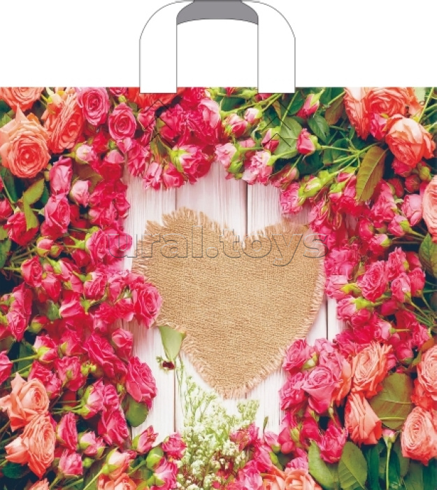 Пакет ПЭ с петлевой ручкой 38x34+3см "Кустовые розы"