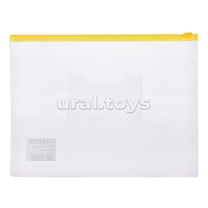 Папка на молнии A5+ (250x190 мм) ПВХ 150 мкм, с карманом для визитной карточки, молния 4 цвета ассорти