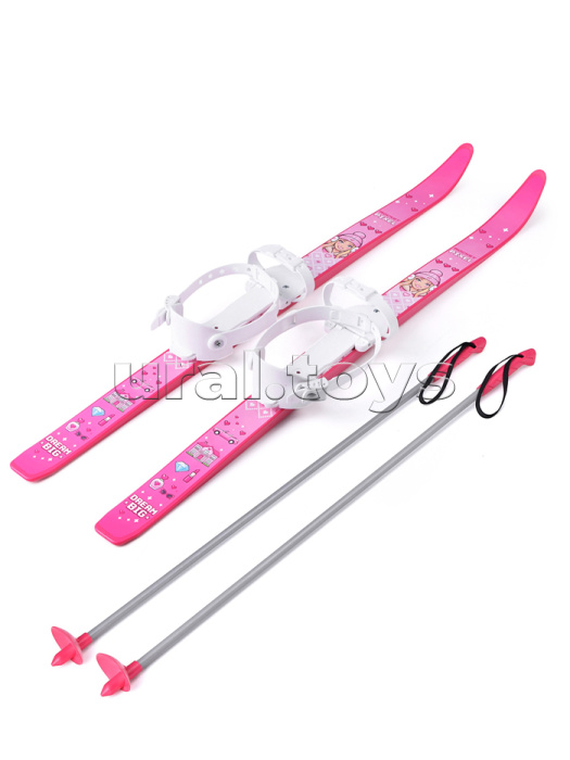 Лыжи детские "Подружки" ROCKET SKI JUNIOR 90/90 см, универсальное крепление, с палками