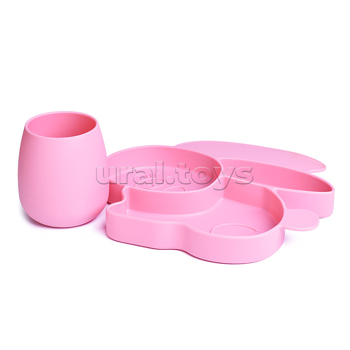 Набор тарелка детская "Зайка" и стакан, в ассортименте