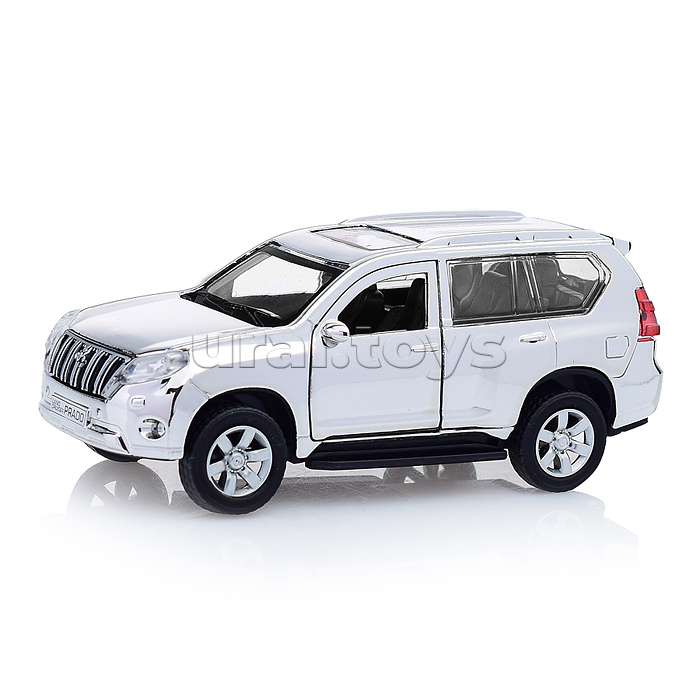 Машина металл. Toyota Prado хром серебристый, 12см, (открыв. двери), инерц, в кор