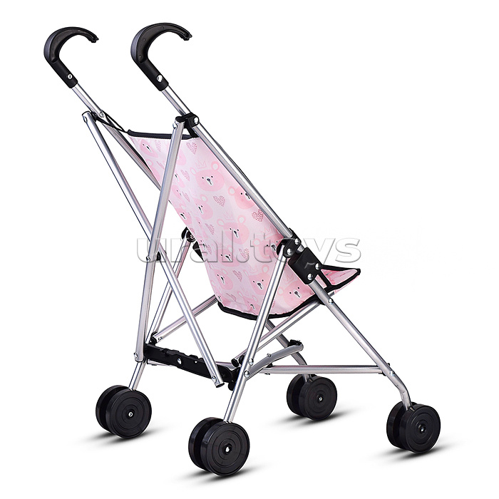 Коляская кукольная трость, металлическая , принт мишки