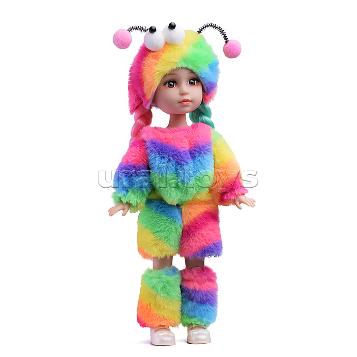 Кукла "Рита" в костюме радужного монтрика, в коробке