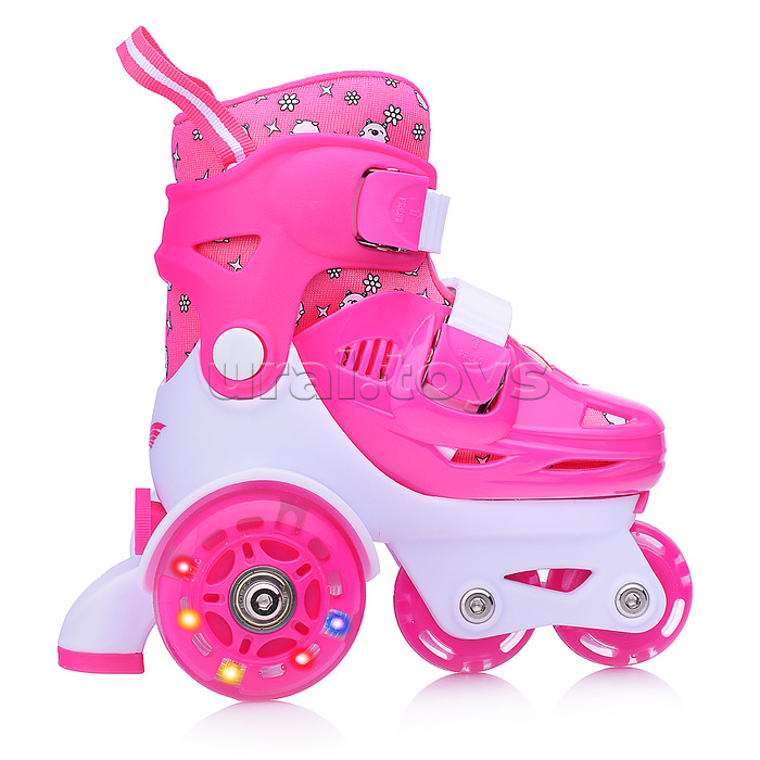 Ролики детские размер S, розово-белые