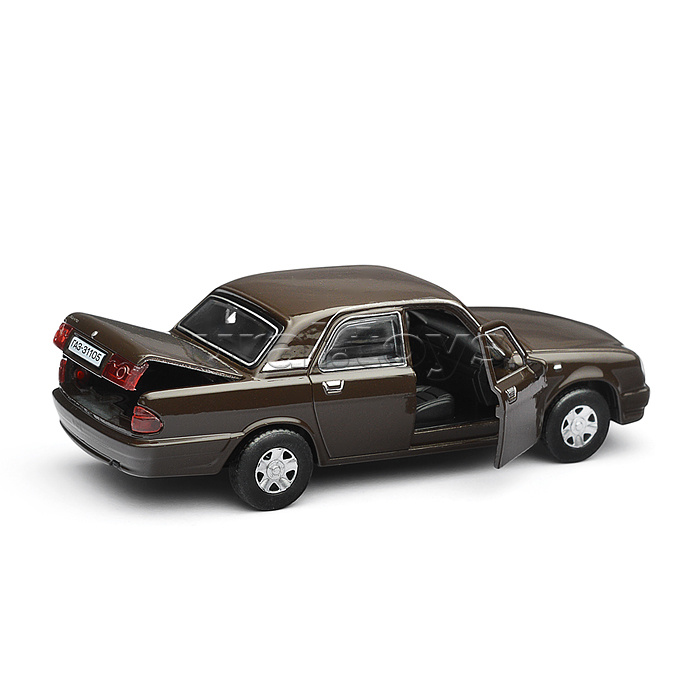 Машина металл ГАЗ -31105 "Волга" 12 см, (откр дв, багаж, коричневый) инерц., в коробке