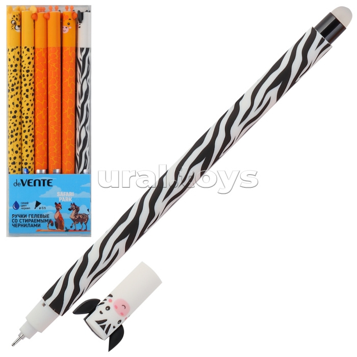 Ручка гелевая стираемая "Safari Park" d=0,5 мм, корпус с эффектом Velvet-Touch, цвета корпуса ассорти 3 цвета, синяя