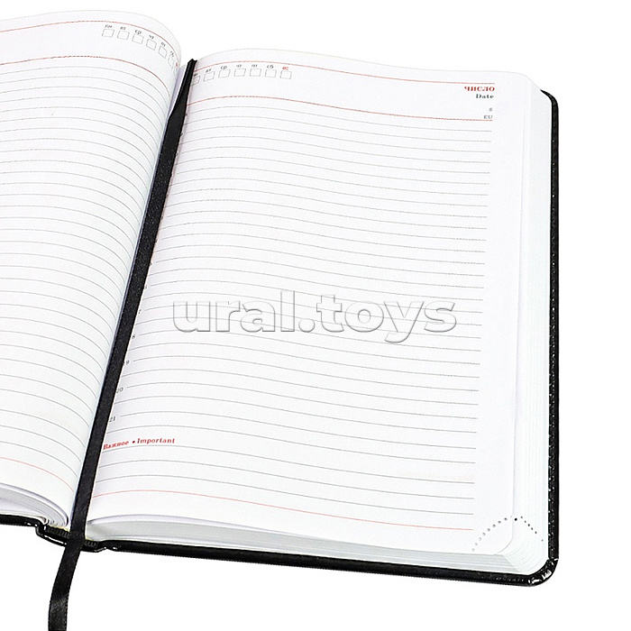 Ежедневник недатированный А5, 160л. недатир. "TOUCH SKIN - DEEP BLACK" черный