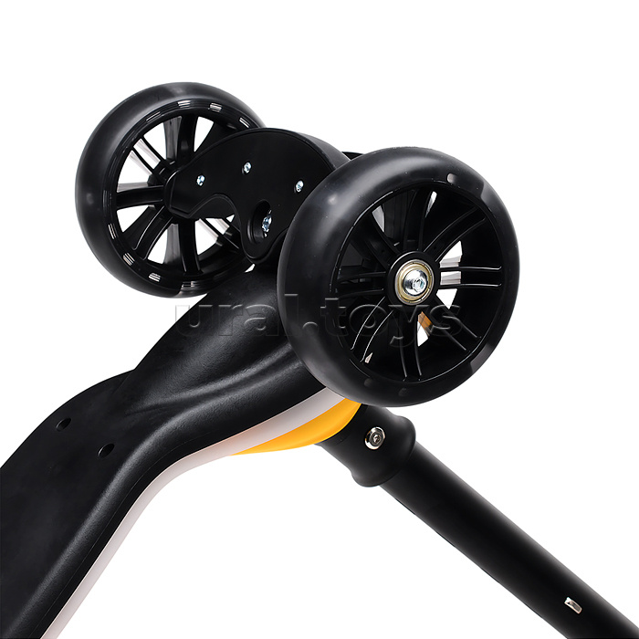 Самокат трёхколёсный ROCKET светящиеся колеса PU, дека, рулевая стойка, цвет жёлто-чёрный