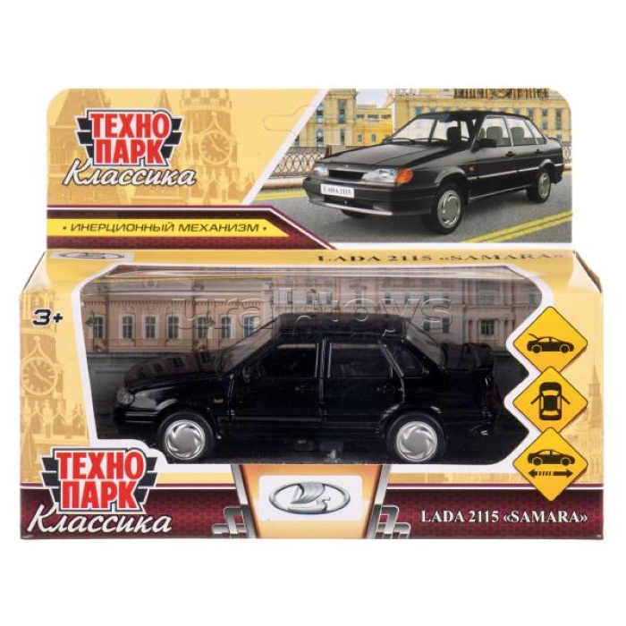 Машина металл ВАЗ-2115 "Самара" длина 12 см, двери, черный