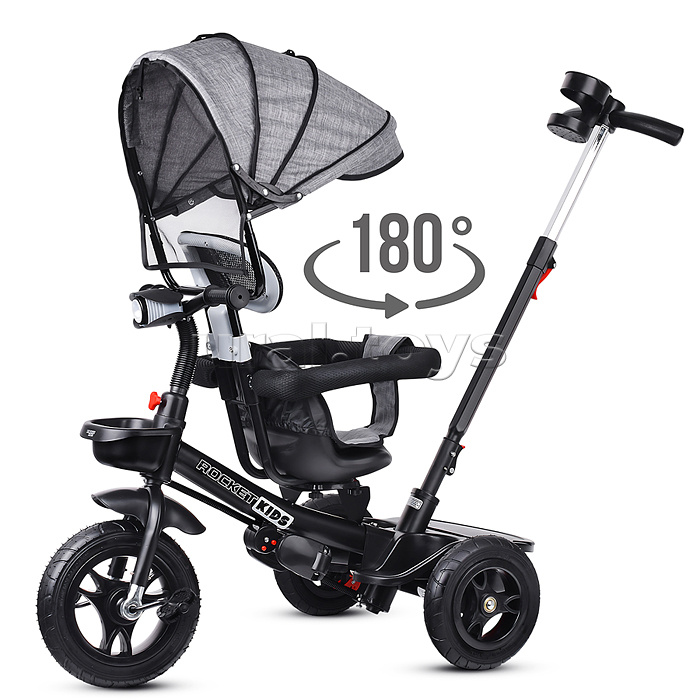 Велосипед 3-х колесный, резиновые покрышки, серый