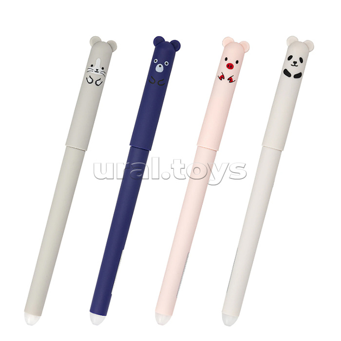 Ручка стираемая гелевая Funster (Фанстер) "Cute animals" синяя, корпус soft-touch ассорти