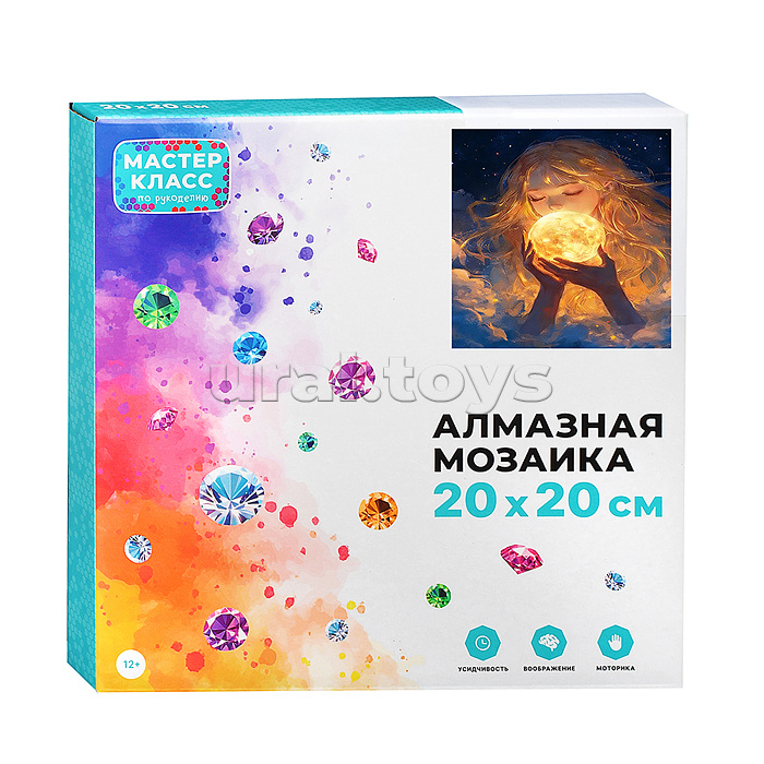 Мозаика алмазная "Луна в руках девушки" (светится в темноте) 20*20 см.