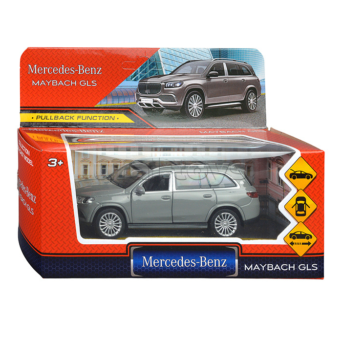 Машина металл Mercedes-Benz, Gls Maybach 12 см, (дв, баг, мохаве) инерц, в коробке