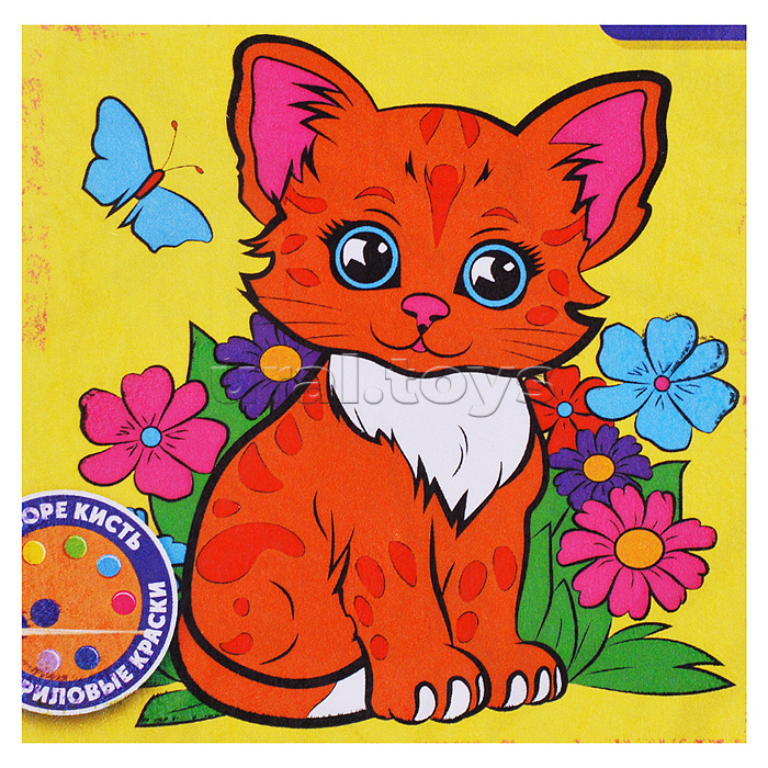 Картина по номерам "Котенок в саду" 20х20см