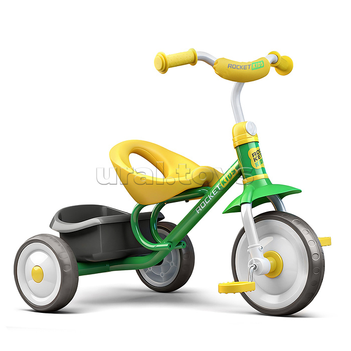 Велосипед трехколесный Rocket, колеса EVA 9"/7", цвет зеленый/желтый