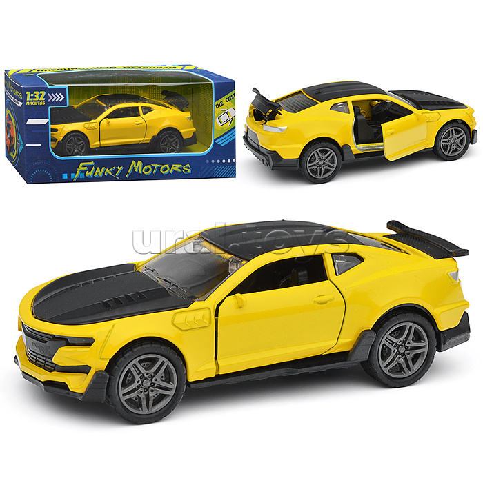 Чёрно-желтая инерционная машинка die-cast,1:32, открывающиеся двери