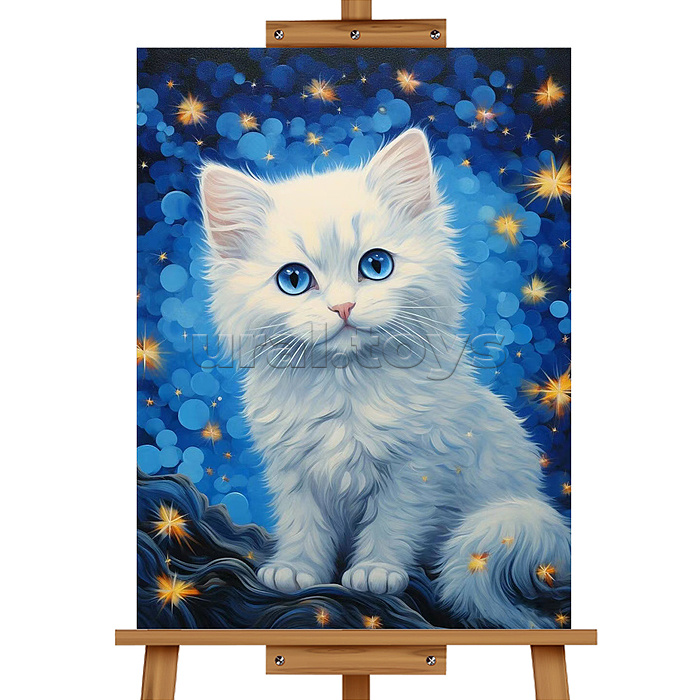 Картина по номерам "Белая кошечка" 30*20 см.