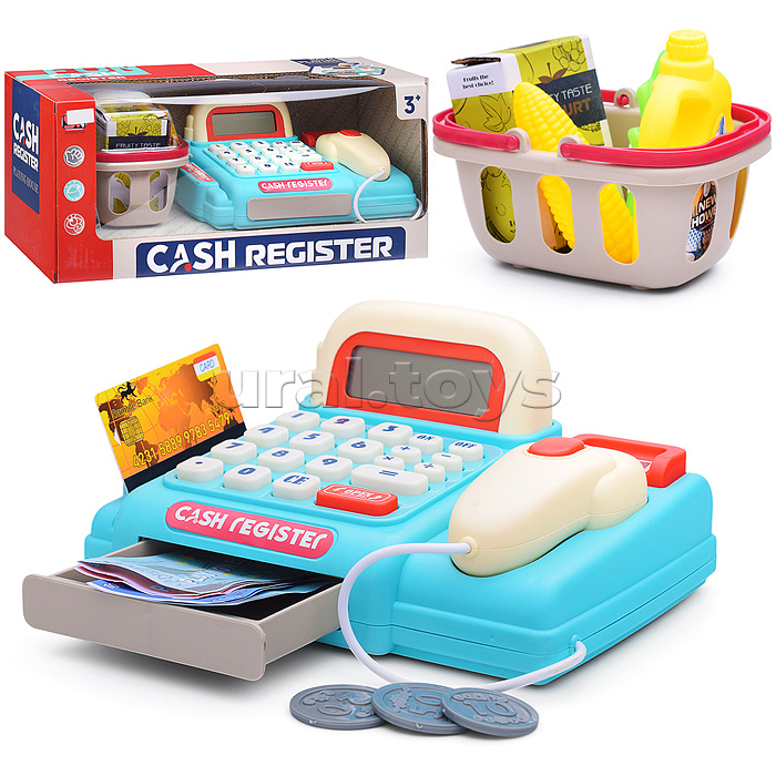 Касса "Играем в магазин" с корзиной, в коробке