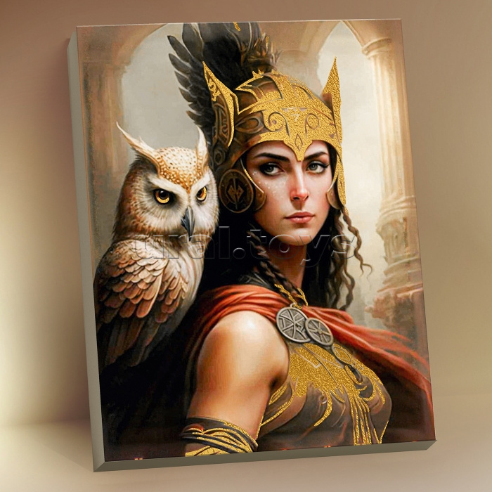 Картина по номерам 40х50 "Афина богиня войны" с поталью (26 цветов)