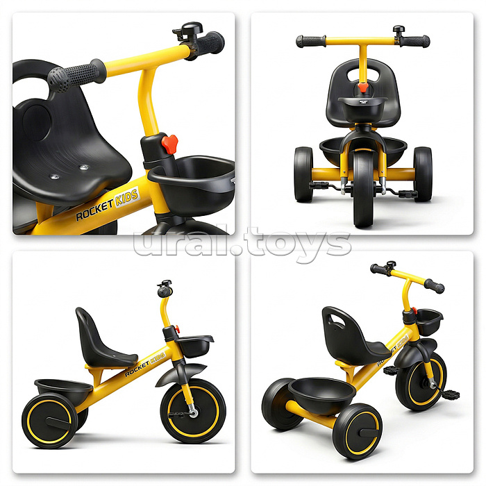 Велосипед трехколесный Rocket 2026, колеса EVA 10"/8", цвет желтый