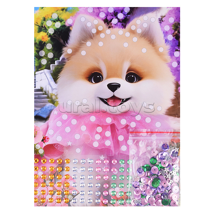 Аппликация со стразами и пайетками "Пушистик"