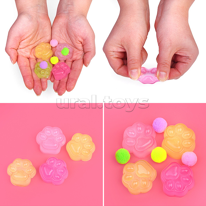 Игрушка - Антистресс "Лапка" гелевая, с шариками, в пакете