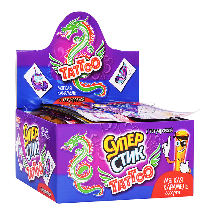Мягкая карамель "Супер стик с тату " 5гр*40шт